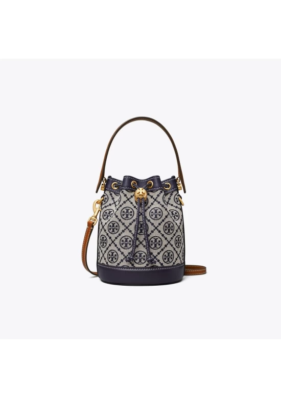 Tory Burch Mini T Monogram Bucket Bag Navy Women